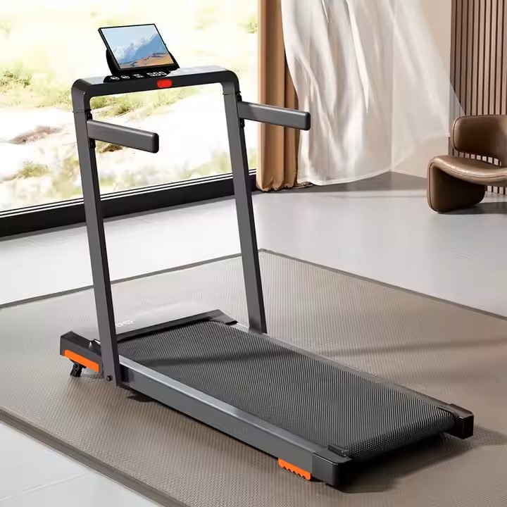 Електрическа бягаща пътека, сгъваема, бягаща пътека, регулируема скорост 1–10 км/ч, мотор 2.5 к.с., максимално поддържано тегло 120 кг, LED сензорен дисплей, ултратънък дизайн, безшумна, за бягане у дома и в офиса