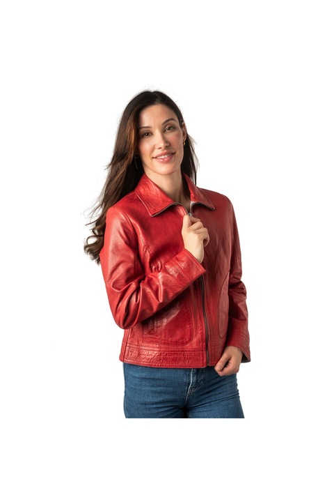 Geaca de Piele Dama Mauritius Rosie MWLusan, Rosu