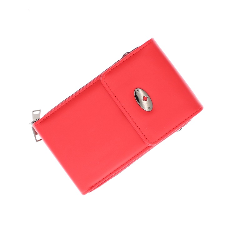 Geanta portofel, din material sintetic, Buticcochet, 18x11x4 cm, Rosu - PR1088