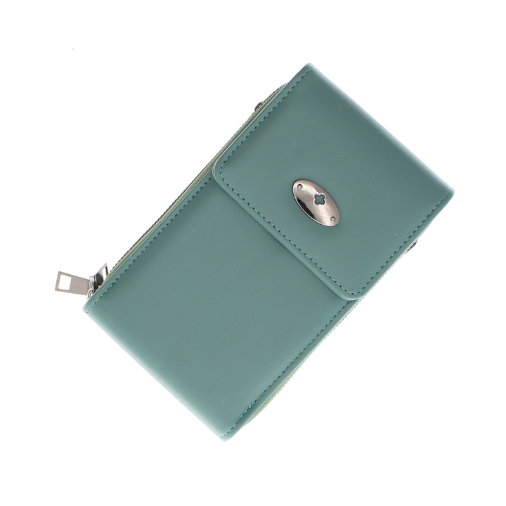 Geanta portofel, din material sintetic, Buticcochet, 18x11x4 cm, Turcoaz inchis - PR1092