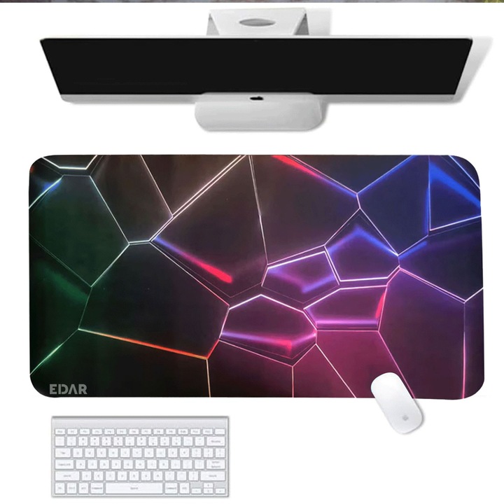 EDAR egérpad tapadásmentes gumi alappal és textil felülettel, játékhoz, laptophoz, asztalhoz, irodához, vízálló, stabilitás, méretek 72x38x3 cm, Galaxy modell, többszínű
