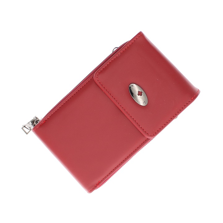 Чанта портфейл, изработена от синтетичен материал, Buticcochet, 18x11x4 см, Череша - PR1093