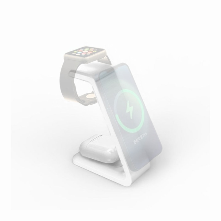 Statie de Incarcare Wireless 3 in 1, 20W, pentru iPhone, Apple Watch, AirPods Pro 2