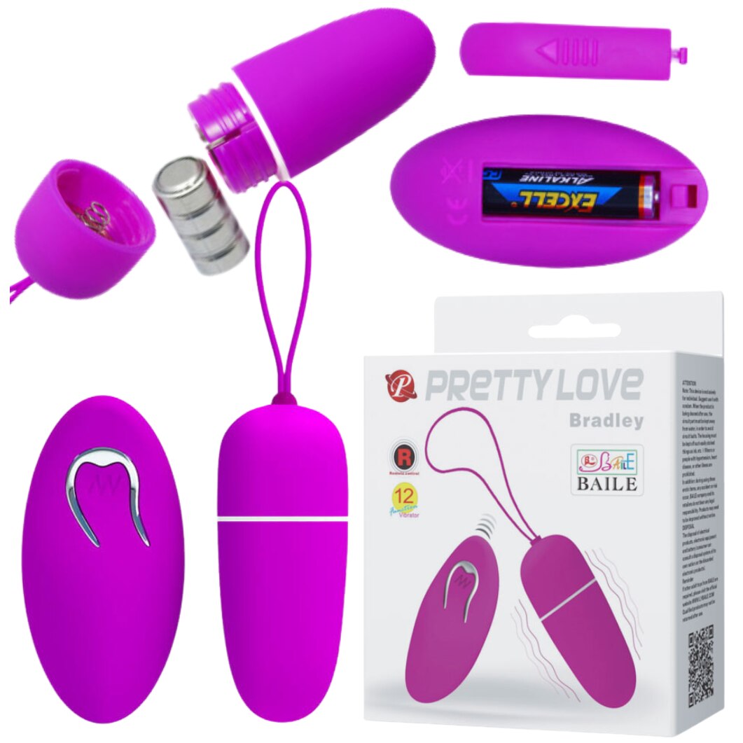 Vibrator, Pretty love, Oua vibratoare bradley, Rezistent la apa, 12 functii de vibratie, Telecomanda, Silicon medical, Pentru jocuri solo si cupluri, Violet