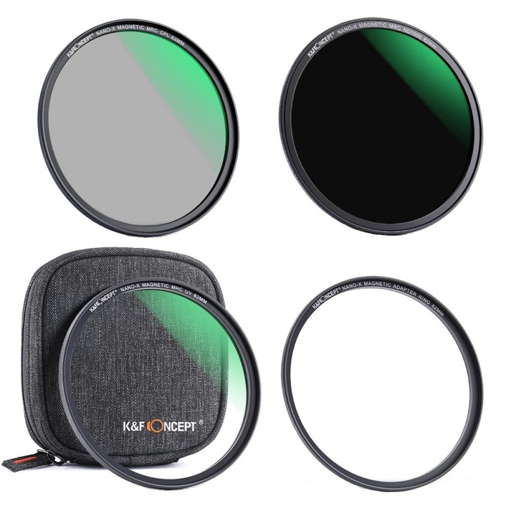 Филтърен комплект K&F Concept 86mm MCUV+CPL+ND1000 и магнитен пръстен SKU.1688