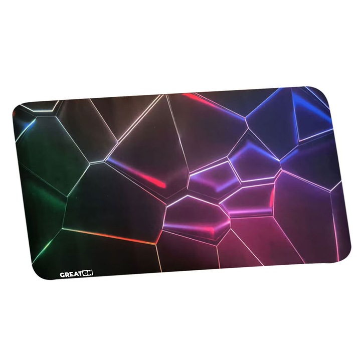 Mousepad Mare Profesional GREATON, Model Galaxie, Pentru Birou, Office, Gaming, Baza Cauciucata Antiderapanta, Waterproof, Suprafata Textila, 72x38 cm, Grosime 3 mm, Multicolor