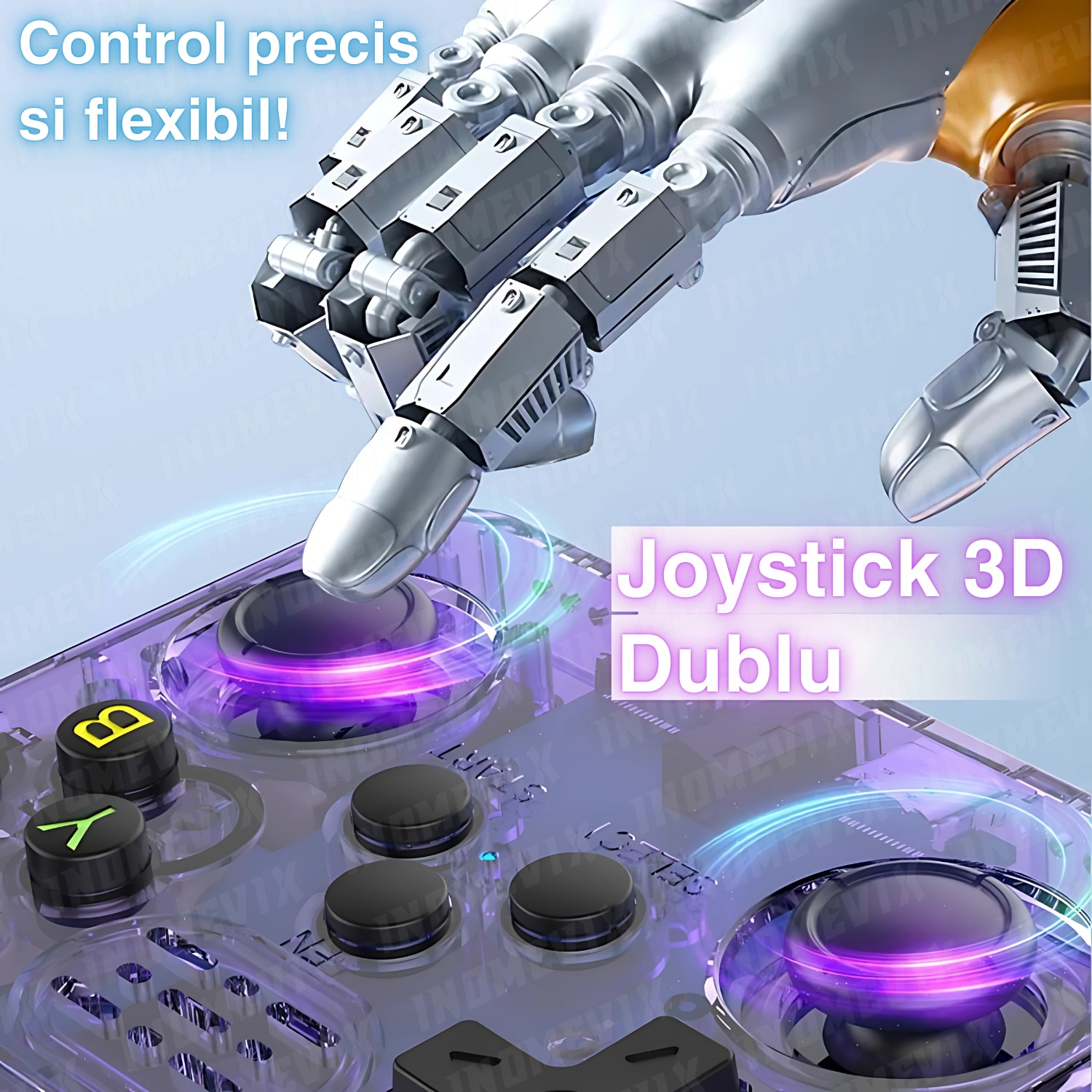 Consola jocuri retro portabila INOMEVIX®, 15.000+ jocuri preinstalate, 2 carduri (32GB + 64GB), Joystick 3D, 1GB RAM, Autonomie 8h, Procesor RK3326 Quad Core, Baterie 3200mAh, Jack 3.5mm, Type-C, Consola games pentru adulti si copii, Ecran IPS 3.5"