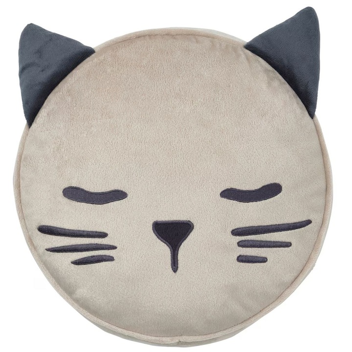 Perna decorativa copii, model Pisica, cu buzunar, 31x8 cm, bej