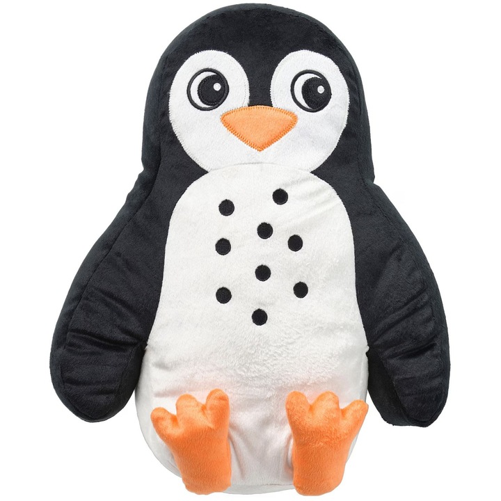 Perna decorativa copii, model Pinguin, 31x40 cm, alb/negru