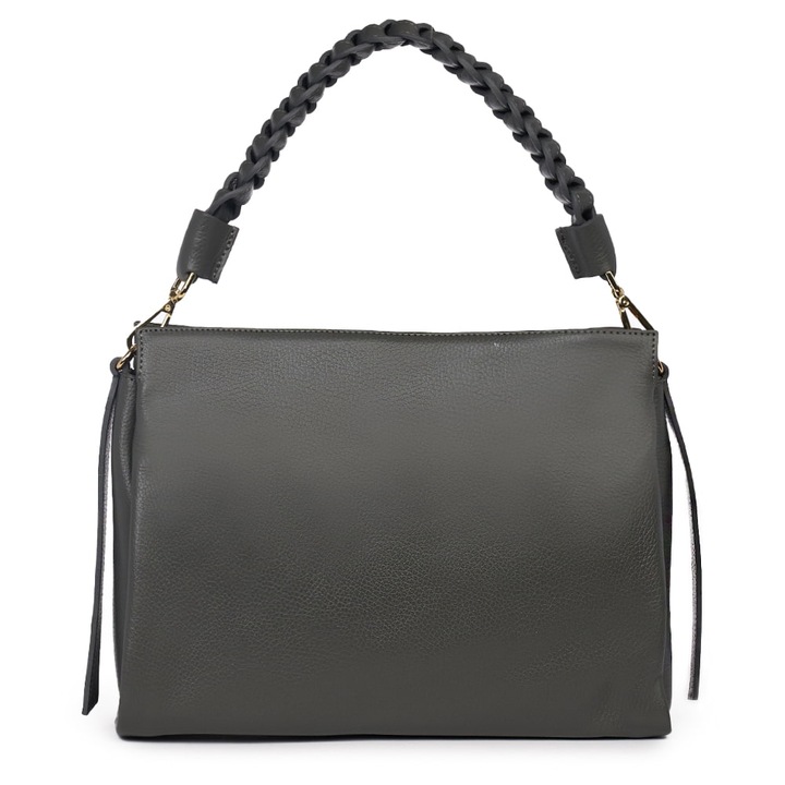 Дамска чанта от естествена кожа, Natalia, Тъмносив