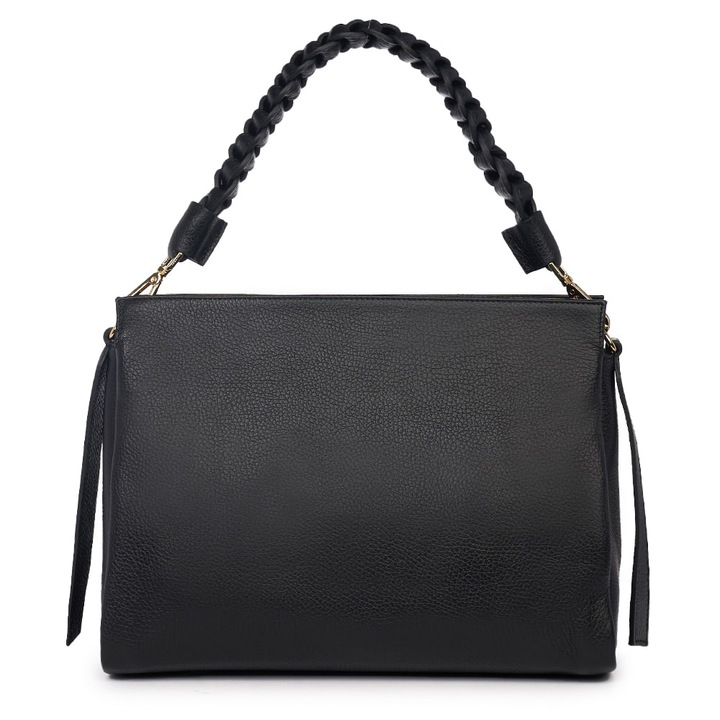 Дамска чанта от естествена кожа, Natalia, Черен