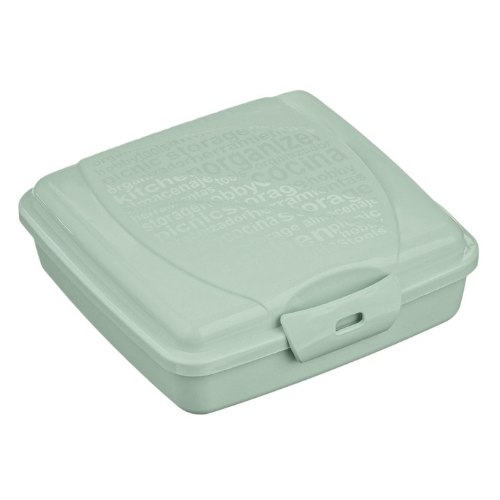 Caserola Sandwich, Model Toast, Culoare Verde Menta, Capacitate 0, 55L, Potrivita Pentru Cuptor Microunde si Masina Spalat Vase, Dimensiuni 13x13x5cm, MYONNA IT & E- COMMERCE ®