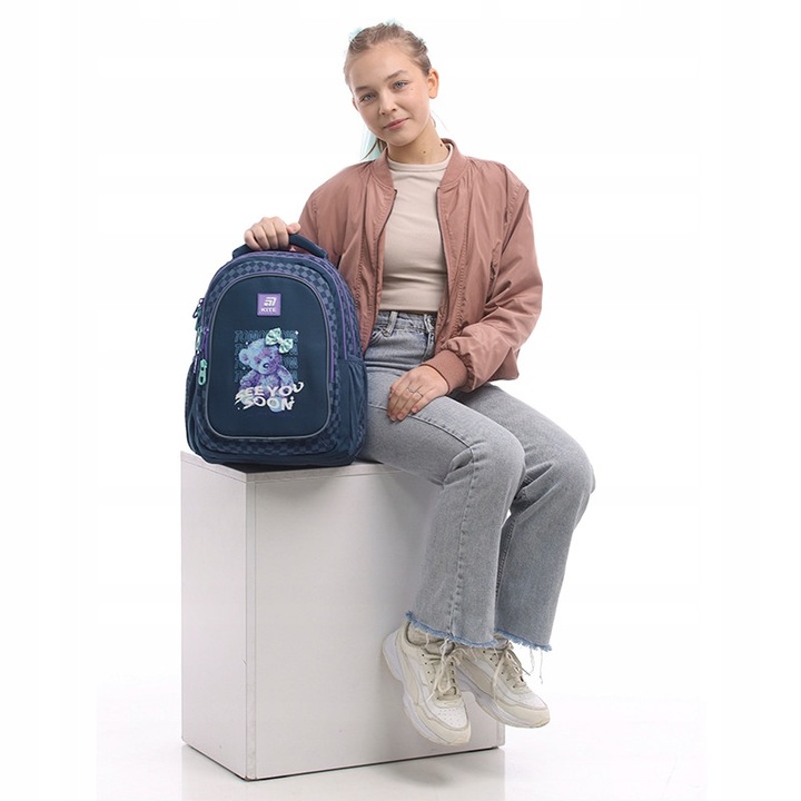 Tizenéves iskolai hátizsák lányoknak Kite mackóval