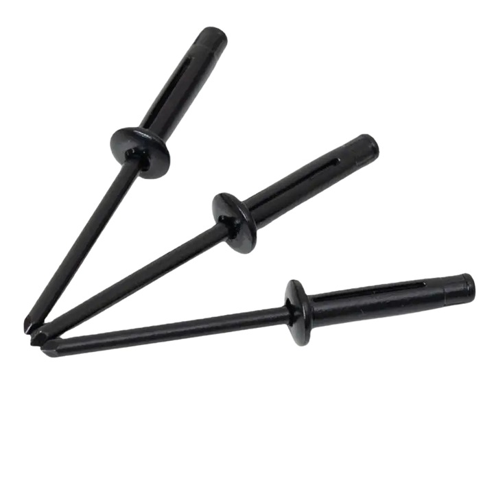 Pop nituri tip floare din aluminiu negre RAL9005 - DIN7337 - 4.8x20.5mm - 50 buc