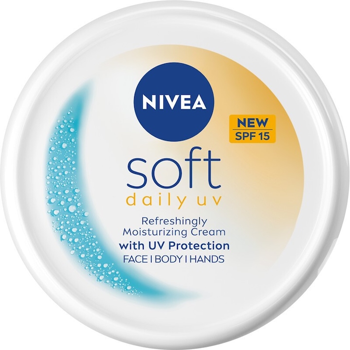 Crema pentru fata si corp, NIVEA, Soft, SPF15, 200ml, formula usoara, 48 ore hidratare