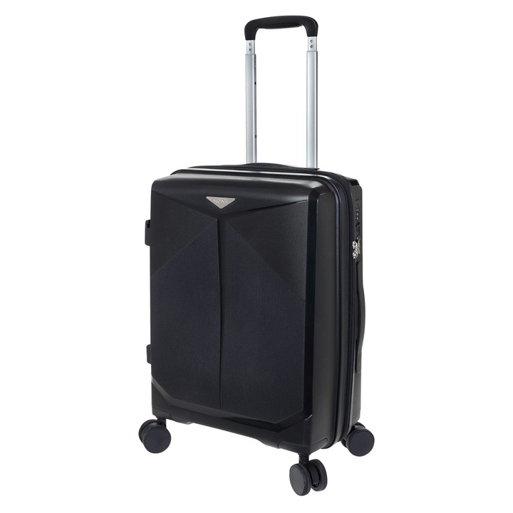 Troler mare extensibil Stelxis Mars, 75x50x33 cm, +20% capacitate, bagaj de cala, polipropilena, cifru TSA, 4 roti 360°, negru