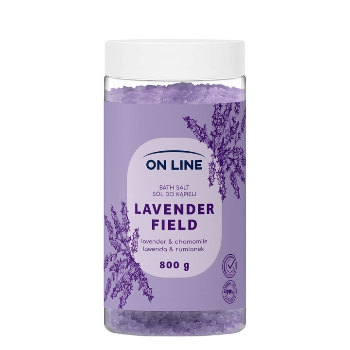 Sare de baie, On Line, Lavender Field, 800g, cu extract de lavanda si musetel