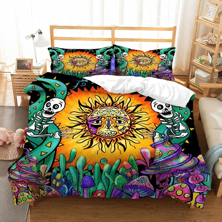 Ágyneműhuzat szett, paplanhuzat 200x200 cm, 2 párnahuzat 80x80 cm nap minta