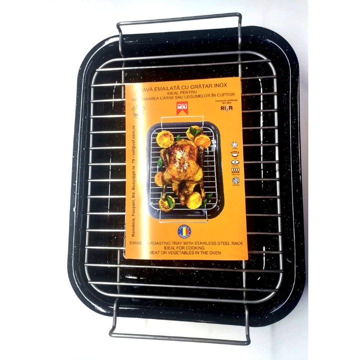 Tava cu gratar 37 cm VEF, negru