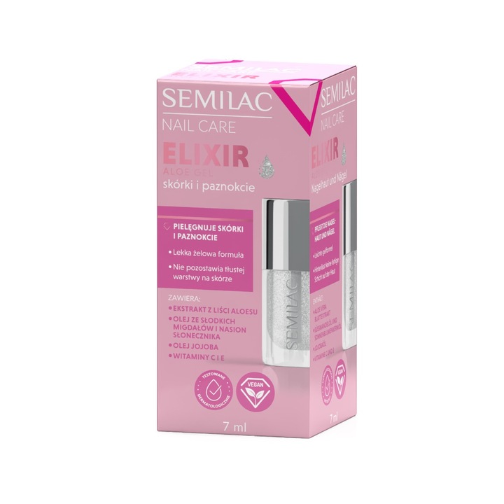 Gel pentru ingrijirea cuticulelor si unghiilor, Semilac, Elixir, cu Aloe, 7 ml