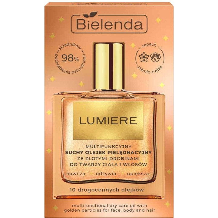 Bielenda Lumiere multifunkcionális olaj arany részecskékkel, arcra, testre és hajra, 50 ml