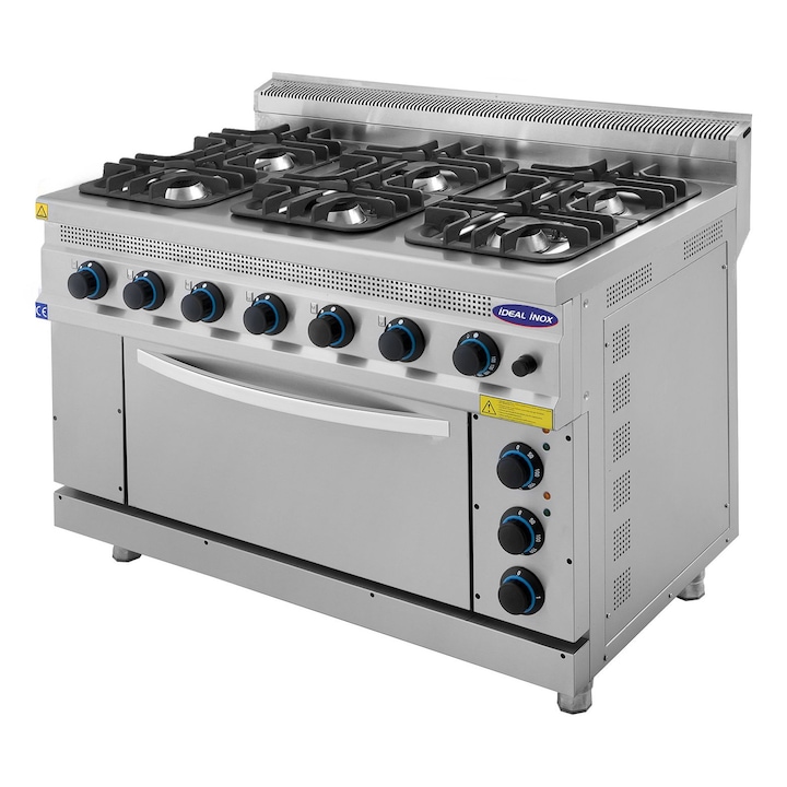 Aragaz profesional 6 ochiuri pe Butelie si cuptor electric Ideal Inox Linia 700