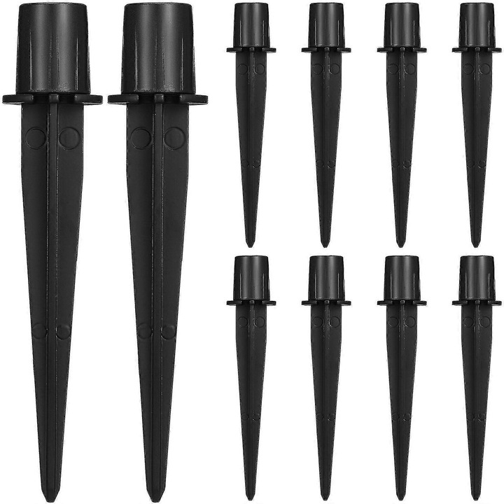 Set 10 Tepuse Aluminiu pentru Iluminat Exterior, Negru, 14x2x2cm