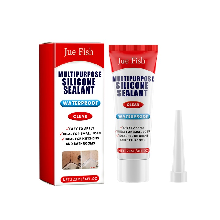 Jue-Fish Silicon multifunctional, silicon de etansare pentru blatul de bucatarie, impermeabil, rezistent la umiditate, pentru faianta, 2 buc.
