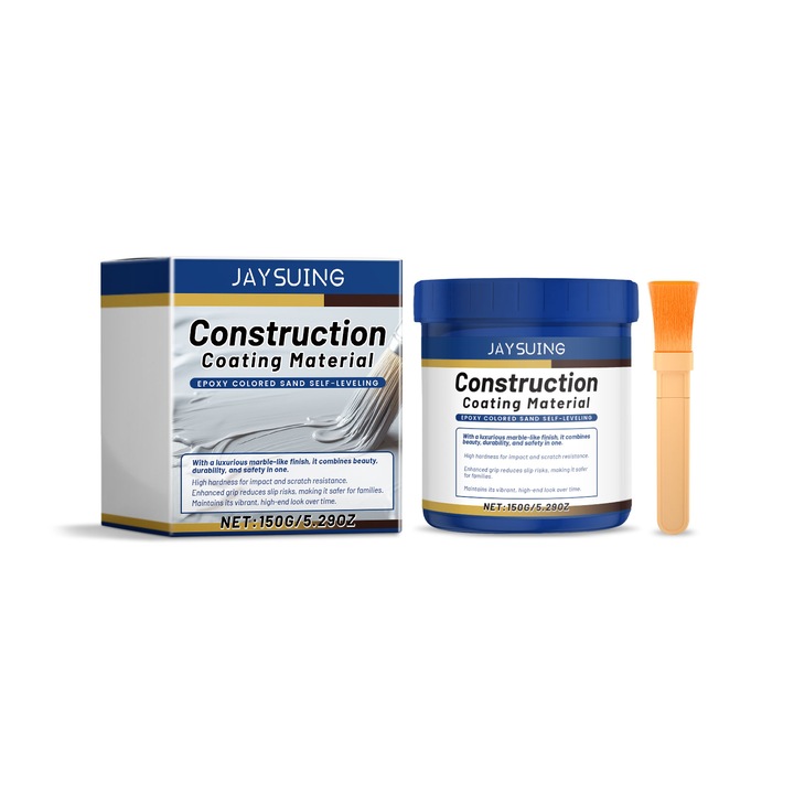 Set 2 vopsele epoxidica pe baza de apa Jaysuing, gri, pentru podele, impermeabila, rezistenta la crapaturi si uzura, durabila, cu uscare rapida