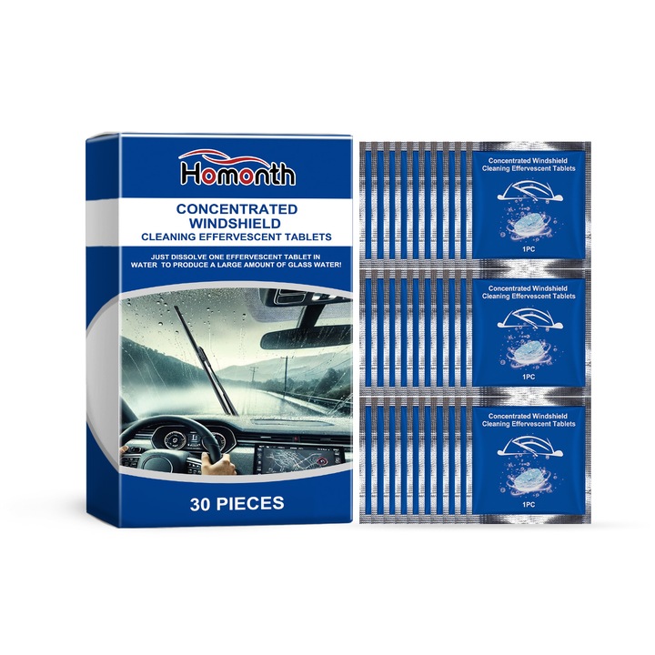 Tableta efervescenta concentrata pentru curatarea stergatoarelor Homonth, set 2 bucati