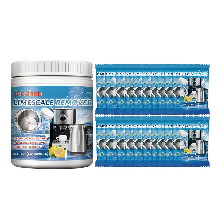 Tablete efervescente Jakehoe pentru curatarea petelor de ceai, tableta de curatare si detartrare concentrata multifunctionala pentru decontaminare, 2 buc