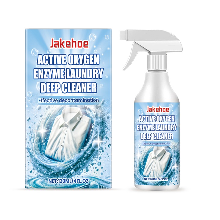 Solutie curatat pete Jakehoe, detergent pentru rufe, eliminator pete ulei, spray curatare, galben, 500ml