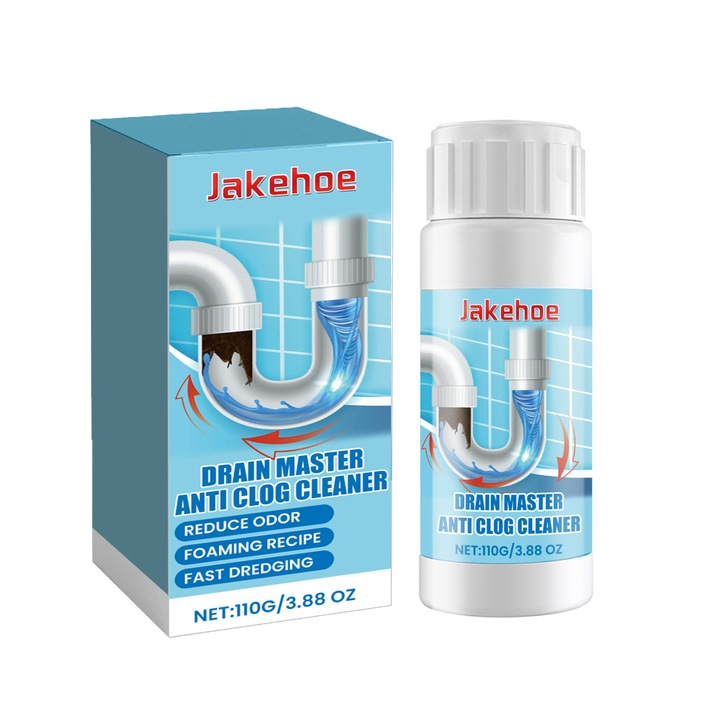Jakehoe Drain Master Solutie de curatare anti-blocare, solutie de desfundare a scurgerilor de toaleta si bucatarie, solutie de desfundare a tevilor, solutie de curatare cu dizolvare, 2 buc.