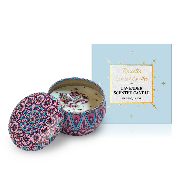 Lumanare parfumata cu lavanda, 100% ceara de soia, aspect elegant, 220g