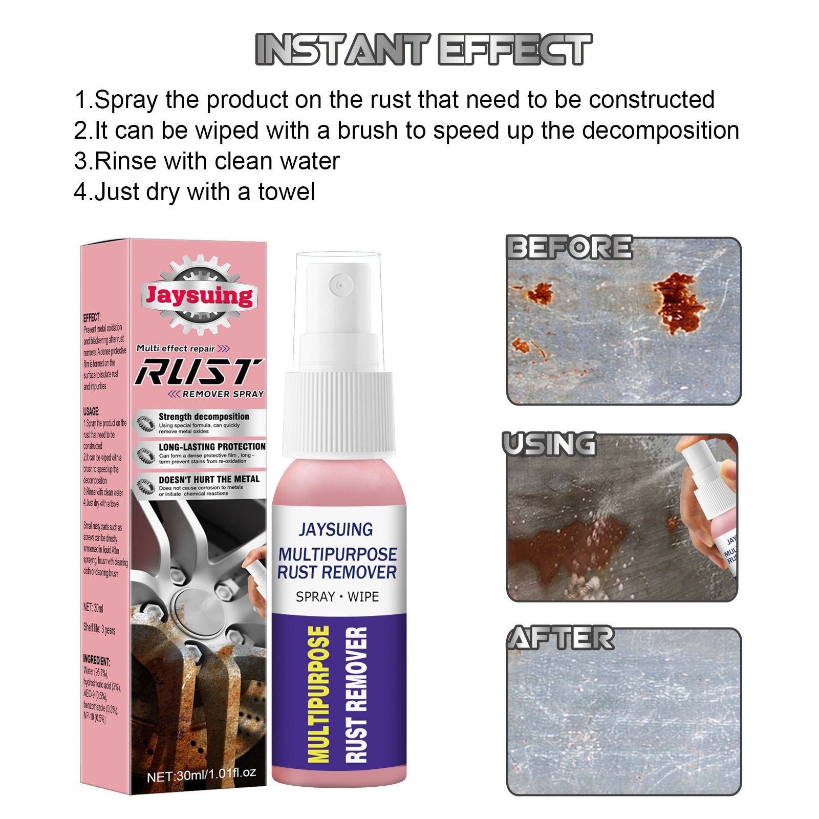 Spray anti-rugina, Jaysuing, pentru metal, protectie indelungata, 400ml ...