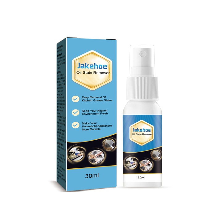 Solutie de indepartare a petelor de ulei Jakehoe, solutie de curatare a petelor de ulei pentru hota de bucatarie, aragaz, lavoar, solutie de curatare a petelor de murdarie si ulei, 2 buc.