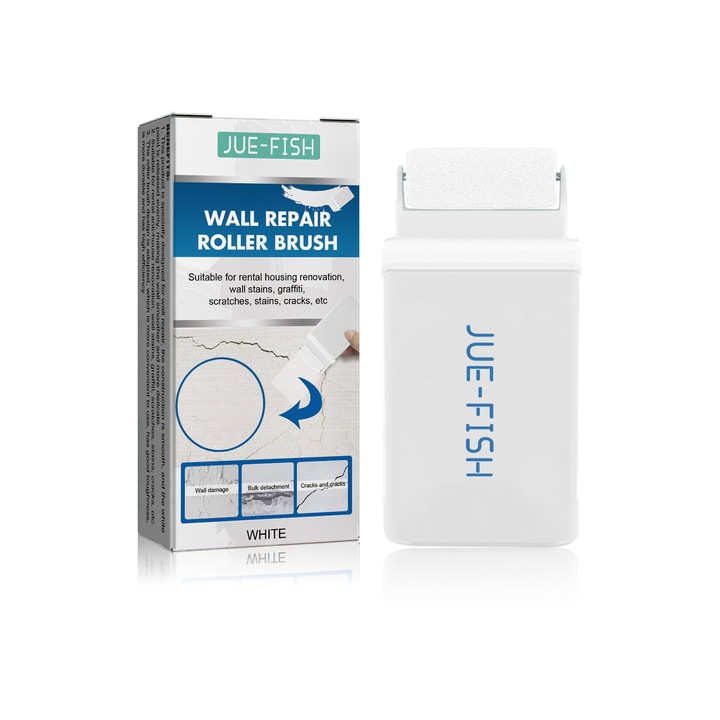 Pensula cu rola Jue-Fish pentru repararea peretilor, renovare vopsea alba, prevenirea umezelii si crapaturilor, vopsea pentru repararea graffiti-urilor, set 2 bucati