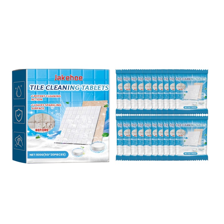 Tablete de curatare pentru gresie Jakehoe, efect de decontaminare, miros de lamaie, set