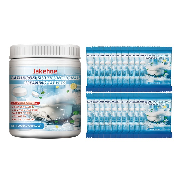 Tableta de curatare pentru baie Jakehoe, deodorant pentru baie, decontaminare chiuveta, cantar de sticla pentru cada, set 2 bucati