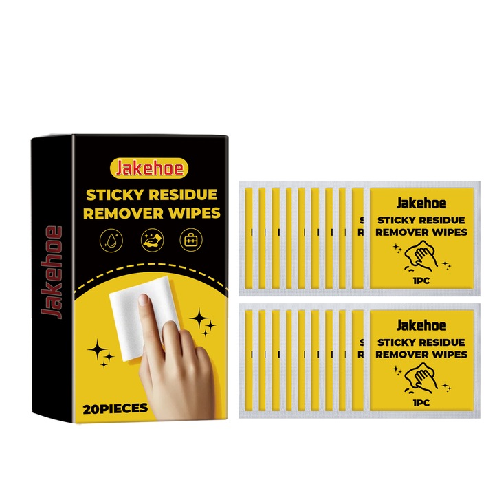Stergatoare geam Jakehoe, servetele de curatare pentru indepartarea adezivilor, 20 buc, multicolor