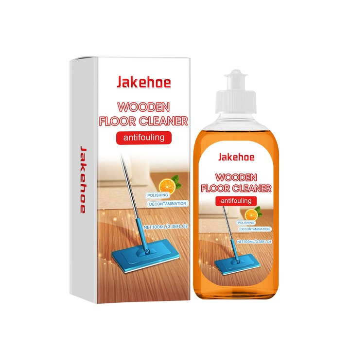 Препарат за почистване на подове, Jakehoe, многоефектно обеззаразяване, полиране, ароматна пяна с аромат на портокал, 2 бр.