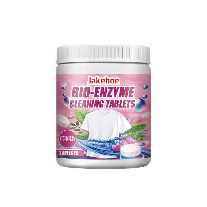 Tablete efervescente de curățare a țesăturilor, Jakehoe, bicarbonat de sodiu și extract de lămâie, 10 tablete