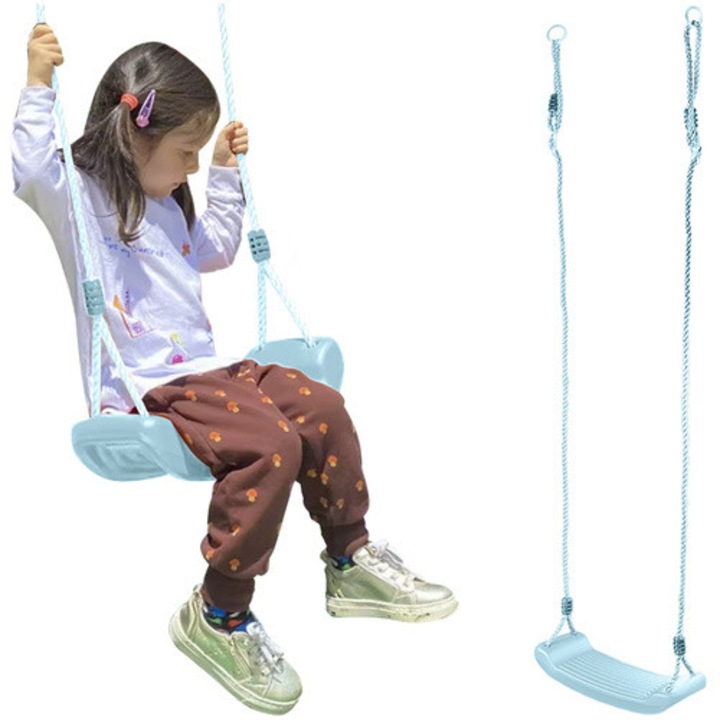 Leagan de gradina pentru copii, Zola, greutate maxima 50 kg, 105 - 175 x 43 x 16.5 cm, rezistent la ploaie, umiditate si radiatii UV, albastru