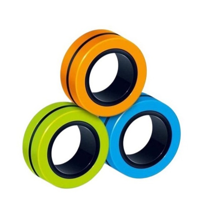 Jucarie antistres inele magnetice, 3 piese, Multicolor
