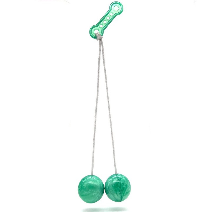 Jucarie interactiva cu bile, toolsy, Clackers ball, antistres, Verde, 40 mm