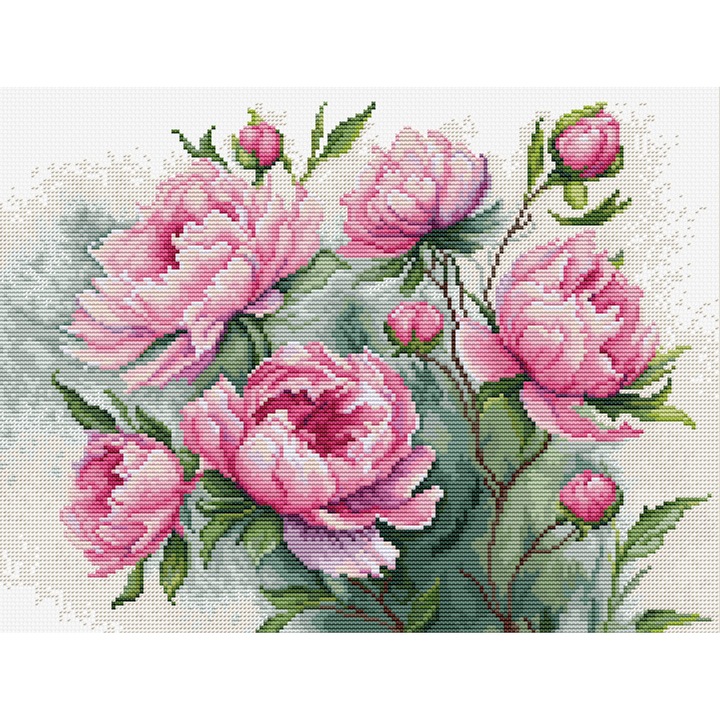 Keresztszemes hímzőkészlet, Bazsarózsa varázsa, 29x22 cm