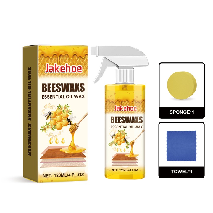 Spray de ceara de albine, Jakehoe, pentru lustruirea lemnului, intarirea lustruirii mobilierului, protectia culorii, spray nutritiv anti-crapare pentru lemn, 2 buc