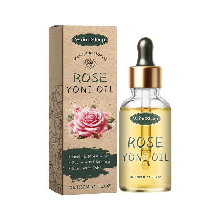 Ulei cosmetic Rose Yoni WoodSleep, 30ml, pentru ingrijirea pielii, eliminarea mirosurilor, reducerea inflamatiei