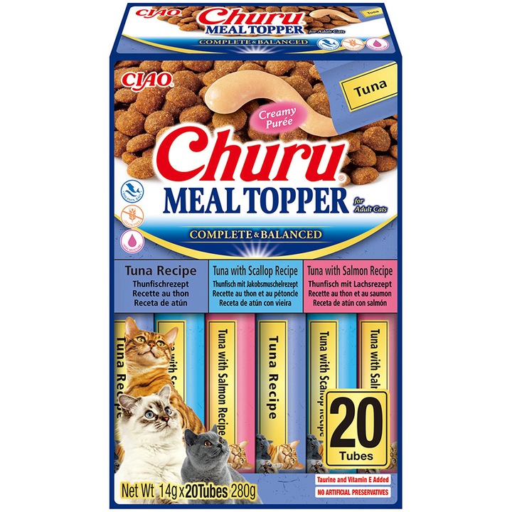 Recompense cremoase pentru pisici Churu Meal Topper Ton, 20 buc