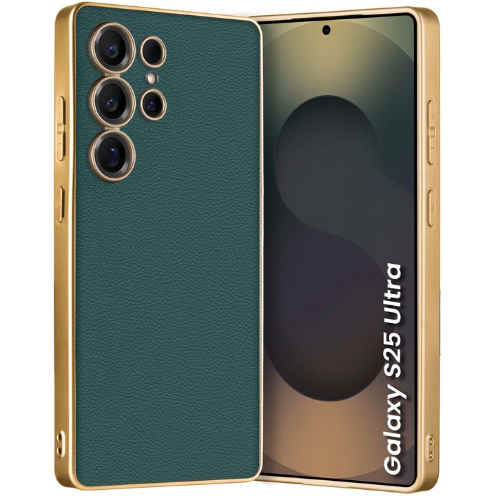 Husa Pentru Telefon, XGSM, Samsung Galaxy S25 Ultra, Fabricata Din Piele Ecologica, Executata Cu Precizie, Complet Functionala, Usor De Montat Si Demontat, Verde